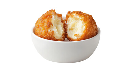 Deliciously crispy cheese balls kitchen table food photography home setting close-up view cutout background