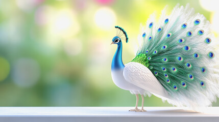 Fototapeta premium Captivating peacock spreading its gorgeous feathers in a stunning full body illustration of nature's beauty