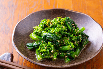 菜の花の辛子醤油和え