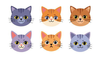 Obraz premium Playful Cat Faces Featuring Colorful and Distinct Expressions