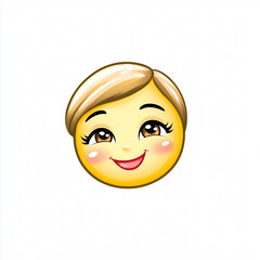Fototapeta premium Smiley Face with Charming Gaze and Blonde Hair a Positive Emoji Expression of Happiness and Joy