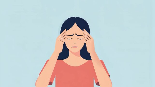 Woman with headache, stress and fatigue