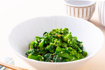 菜の花の辛子醤油和え