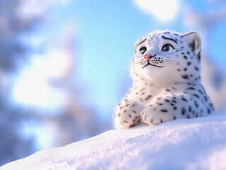 Obraz premium Majestic snow leopard displaying its graceful beauty with striking fur patterns and intense gaze in natural habitat