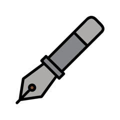 Fountain Pen with Cap Drawing Icon Design
