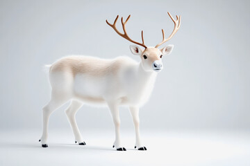 Enchanting white deer with unique antlers adorned with ants captured in a stunning 3d illustration of nature