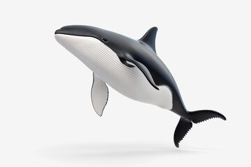 Fototapeta premium Striking 3d illustration of a playful killer whale calf swimming in the deep blue ocean water full body view