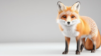 Fototapeta premium Charming 3d illustration of a cute full body wild fox posing with bright eyes and a playful expression in nature