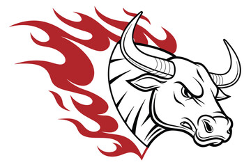 Black bull head tattoo vector illustration, a wild animal symbol