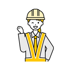 上半身のポーズ_シンプルな交通誘導員の女性05