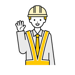 上半身のポーズ_シンプルな交通誘導員の男性02