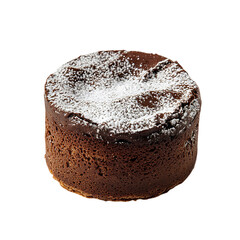 Soft Chocolate Souffle with Powdered Sugar Isolated on Transparent Background