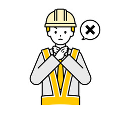 上半身のポーズ_シンプルな交通誘導員の男性14