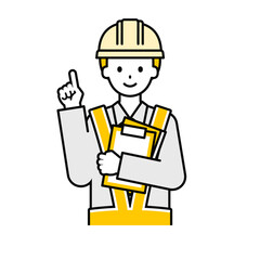 上半身のポーズ_シンプルな交通誘導員の男性16