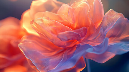 Obraz premium An artistic digitally rendered flower exhibiting delicate swirling translucent petals