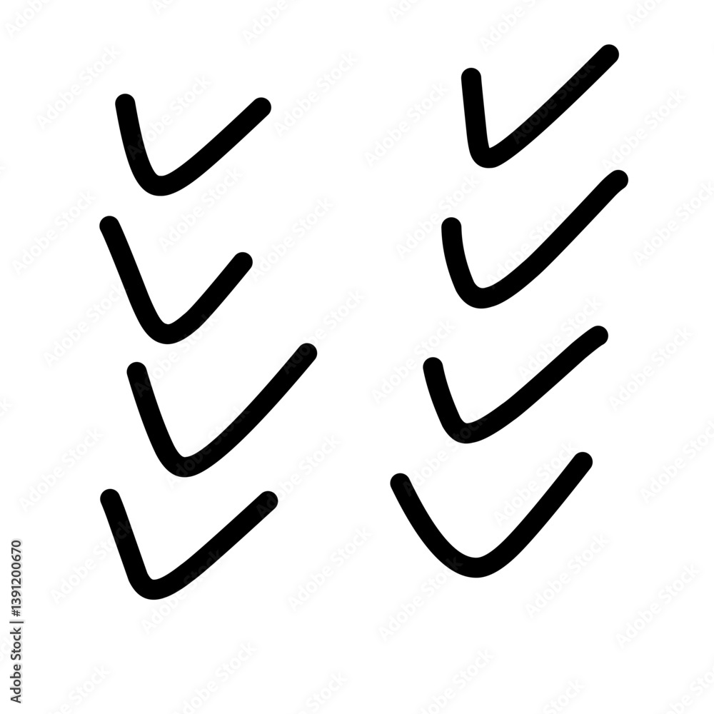 Aufkleber a series of black check marks are drawn in a zigzag pattern