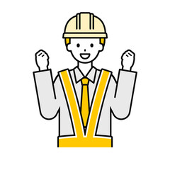 上半身のポーズ_シンプルな交通誘導員の男性06