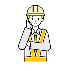 上半身のポーズ_シンプルな交通誘導員の男性12