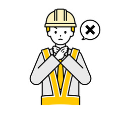 上半身のポーズ_シンプルな交通誘導員の男性14