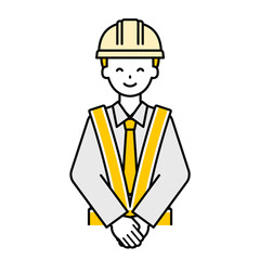 上半身のポーズ_シンプルな交通誘導員の男性19