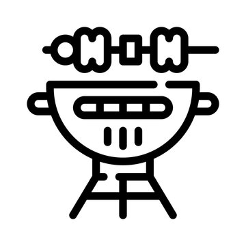 black barbecue grill with skewers clip art preview