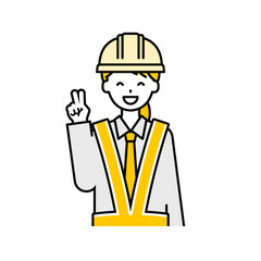 上半身のポーズ_シンプルな交通誘導員の女性04