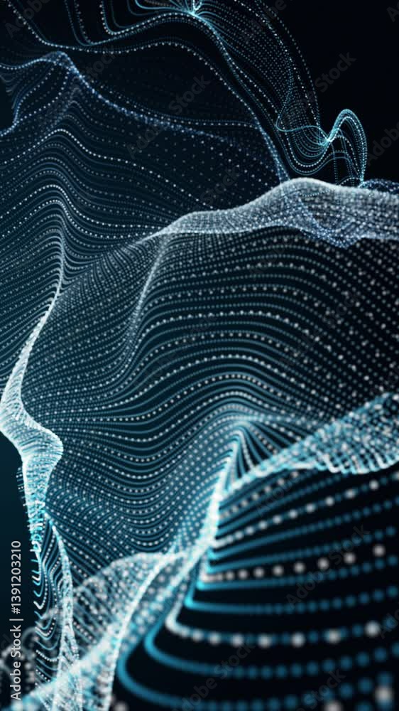 Aufkleber fantastic vertical video animation with particle wave object in slow motion, 2304x4096 loop 4k