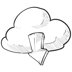 cloud download handdrawn illustration