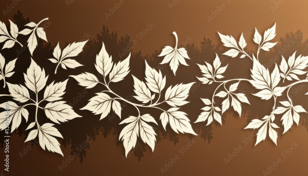 Poster intricate leaf cutouts a design featuring intricate cut out patterns of leaves against contrasting b
