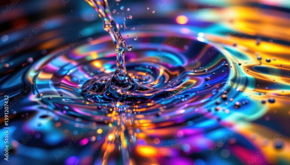 Poster liquid light an abstract representation of light interacting with water, creating colorful reflectio