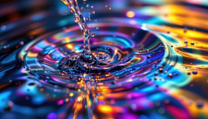 Liquid Light An abstract representation of light interacting with water, creating colorful reflections and refracted patterns.