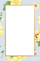 Gold rectangle yellow hollyhocks flower design element