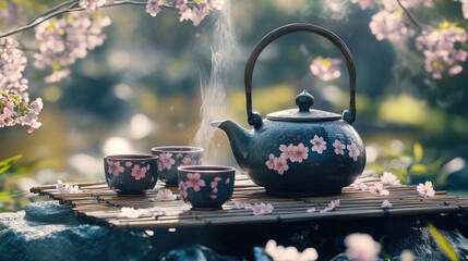 Tea Time on Bamboo Mat