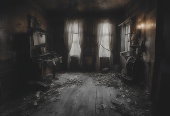 interior creepy house haunted light old halloween architecture background ancient room window abandoned street grunge wall door castle horror empty dirty vintage scarey urban dark building tunnel