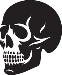 black human skull vector illustration, human skull silhouette vector, human skull logo vector, vector illustration