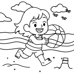 Kids Summer Activity Coloring Page