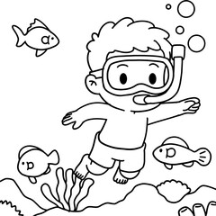 Kids Summer Activity Coloring Page