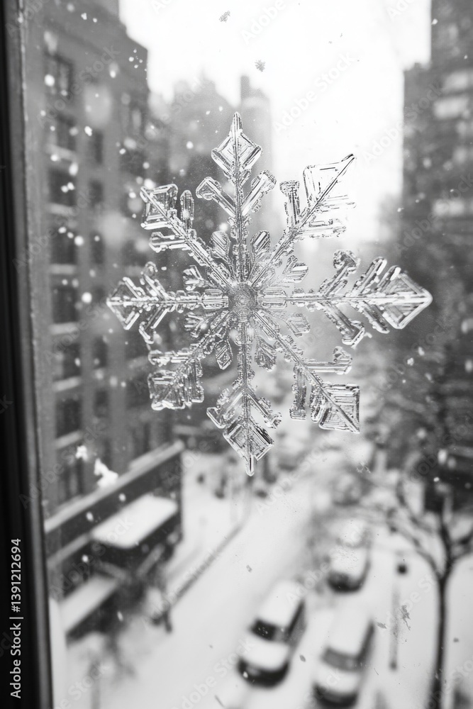 Wall mural snowflake on window sill