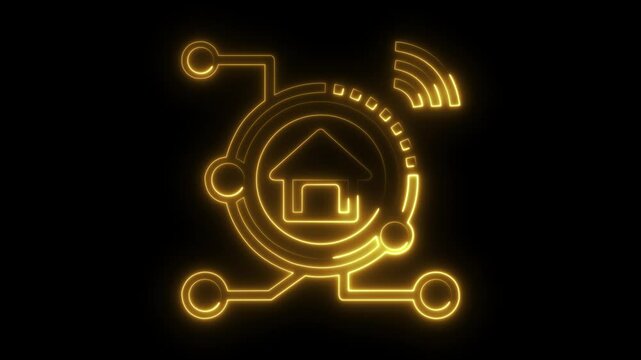  Glowing Tuya WiFi video intercom smart home icon on black background