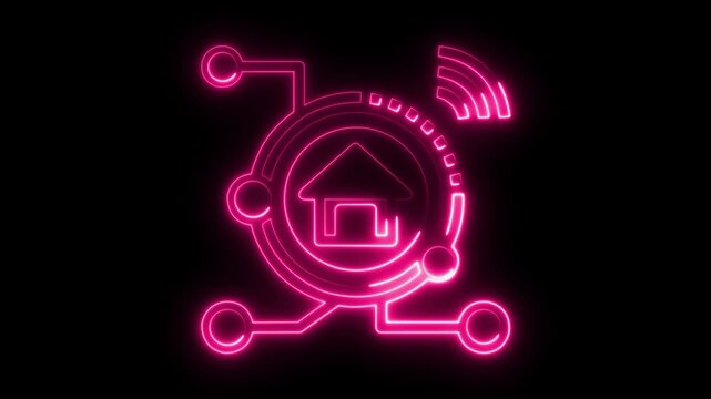  Glowing Tuya WiFi video intercom smart home icon on black background