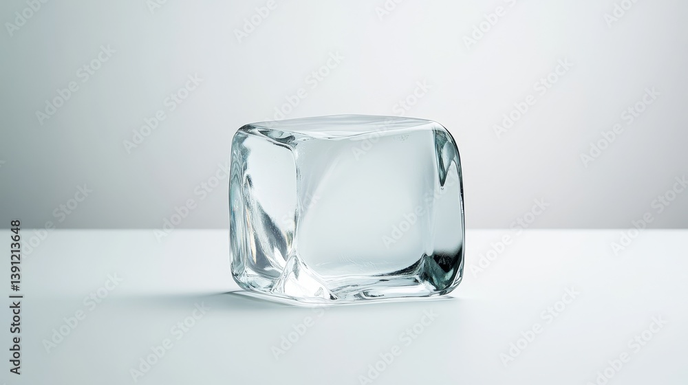 Aufkleber crystal clear ice cube on a simple minimalist background surface