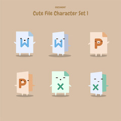 Cute File Character Set with Flat Design Faces