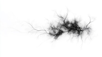 Abstract Black Branching Structure on White Background for Design
