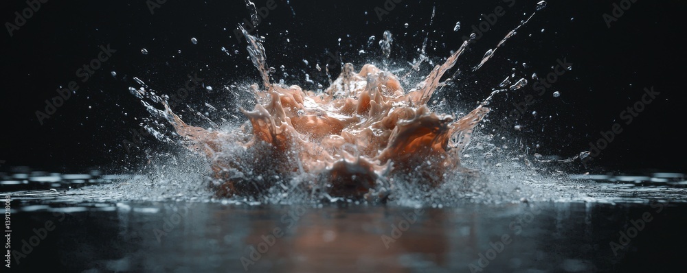 Poster a dynamic splash of liquid capturing energy and motion in a bold presentation.