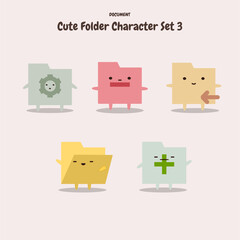 Cute File Character Set with Flat Design Faces