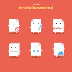 Cute File Character Set with Flat Design Faces