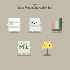 Cute File Character Set with Flat Design Faces