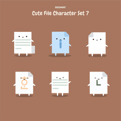 Cute File Character Set with Flat Design Faces