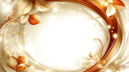 Golden Leaves Swirling Abstract Floral Design