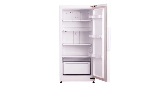 Organizing household items in a cutout background refrigerator home interior lifestyle image modern design